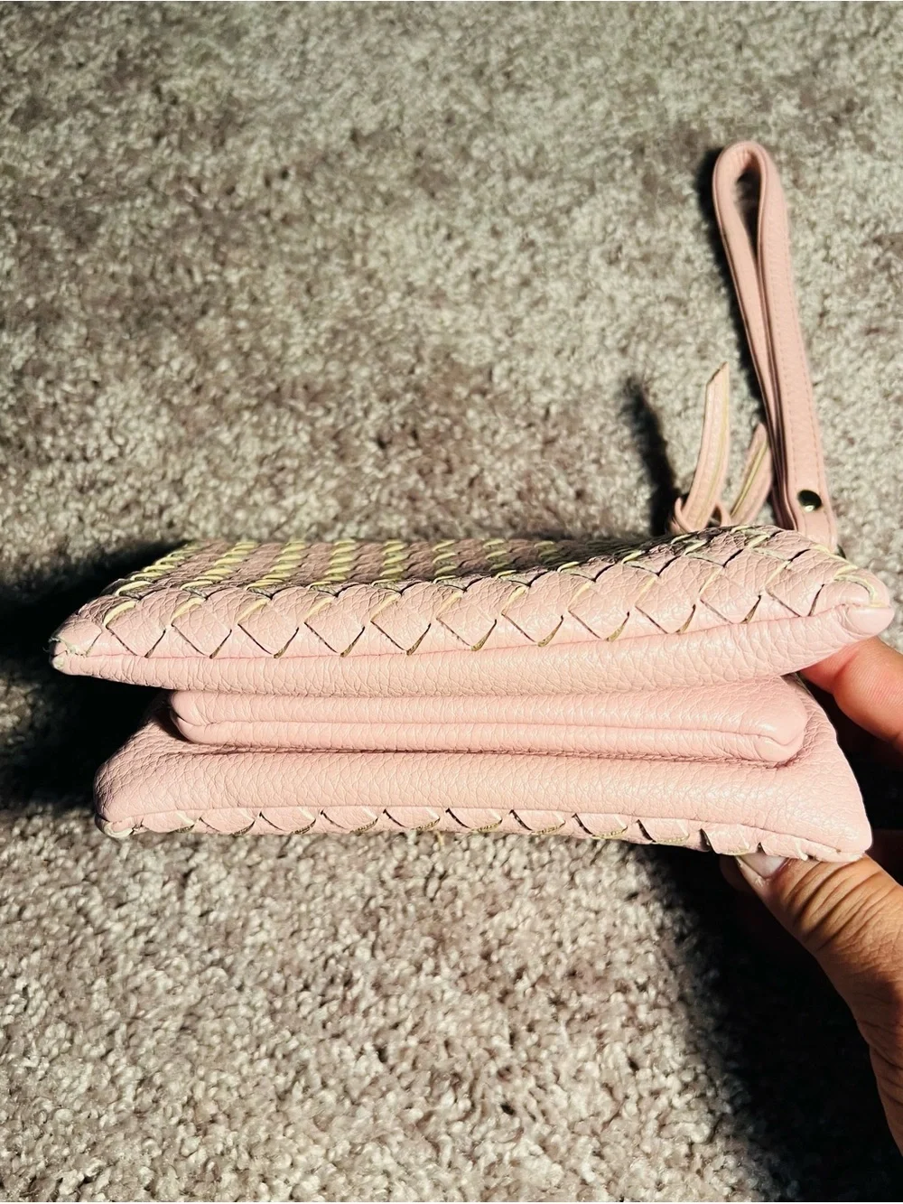 Charming Charlie Pink Crossbody Purse Woven Handbag Small - No Shoulder Strap